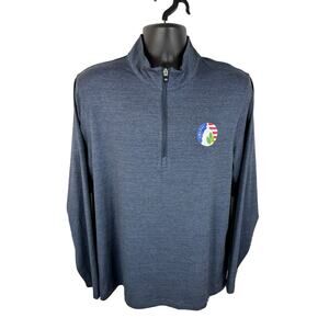 Travis Mathew Performance Pullover 1/4 Zip Lightweight Heather Blue Size Large